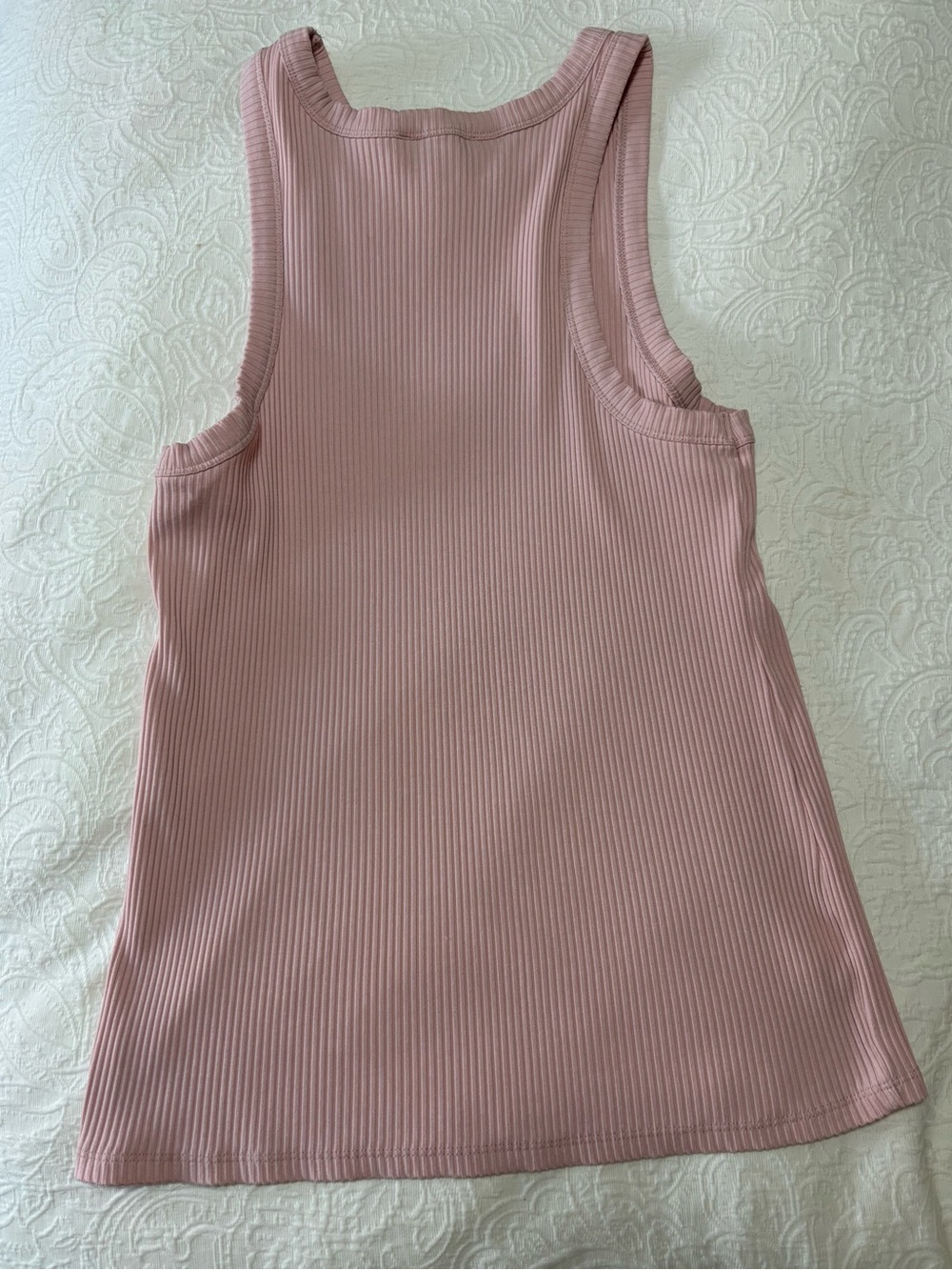 Ann Taylor Weekend Ribbed Tank Top Dusty Rose Pink Crew Neck Sleeveless XL - Picture 2 of 4